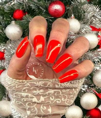 Lamborghini Red Glow Solid Color Gel Mani - HEMA, HPMA, TPO Free