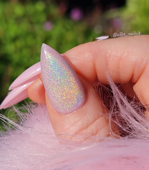 Rainbow Laser Cat Eye Gel & ULTRA Pixie Rubber Base Gel Mani - HEMA, HPMA, TPO Free