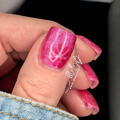 Exotic Pink Neon Cat Eye Gel Mani - HEMA, HPMA, TPO Free