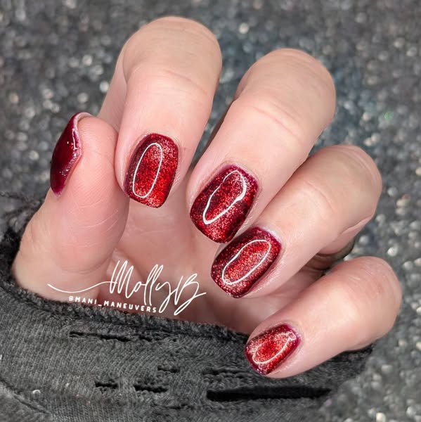 Black Cherry Solid, Silhouette Cat Eye, Zinfandel Jelly Gels Layered Mani - HEMA, HPMA, TPO Free
