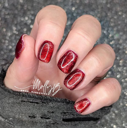 Black Cherry Solid, Silhouette Cat Eye, Zinfandel Jelly Gels Layered Mani - HEMA, HPMA, TPO Free