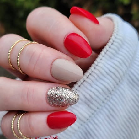 ULTRA Ferrari Red Solid Color Gel - Original Mocha Cream Solid Color & Gold Glitz Glitter Gels - HEMA, HPMA, TPO Free