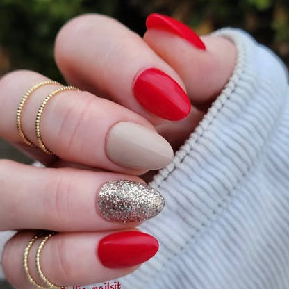 ULTRA Ferrari Red Solid Color Gel - Original Mocha Cream Solid Color & Gold Glitz Glitter Gels - HEMA, HPMA, TPO Free