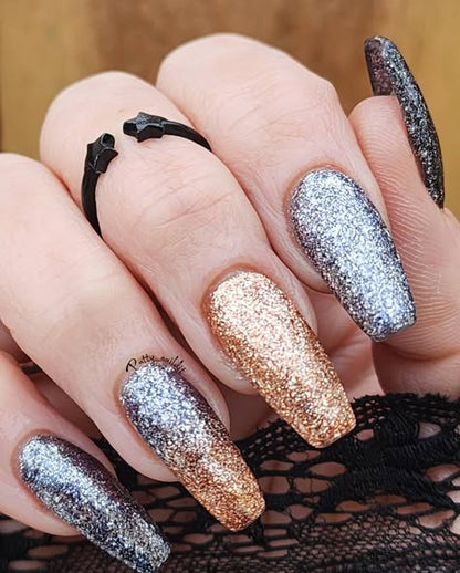 Copper Fantasy & Galactic Platinum Fine Glitter Gel - HEMA HPMA TPO Free