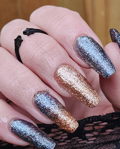 Copper Fantasy & Galactic Platinum Fine Glitter Gel - HEMA HPMA TPO Free