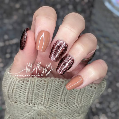 Cold Brew Solid Color & Tippy Taupe Platinum Fine Glitter Gel Mani - HEMA HPMA TPO Free