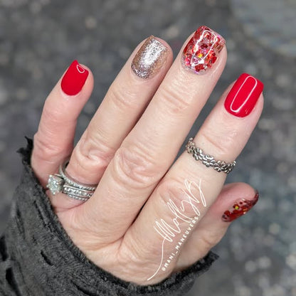 ULTRA Ferrari Red Solid Color Gel - Original After Party, Cranberry Crush Glitter Gels Mani - HEMA, HPMA, TPO Free