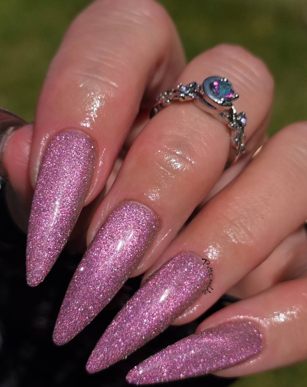 ULTRA Untamed Pink Glitter Glow Cat Eye Gel Mani  - HEMA, HPMA, TPO Free