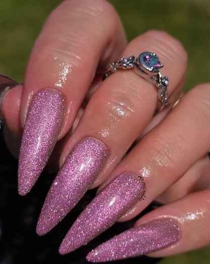 ULTRA Untamed Pink Glitter Glow Cat Eye Gel Mani  - HEMA, HPMA, TPO Free
