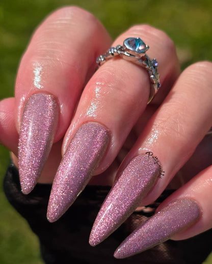 ULTRA Untamed Pink Glitter Glow Cat Eye Gel Mani  - HEMA, HPMA, TPO Free