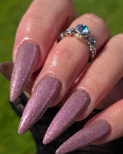 ULTRA Untamed Pink Glitter Glow Cat Eye Gel Mani  - HEMA, HPMA, TPO Free