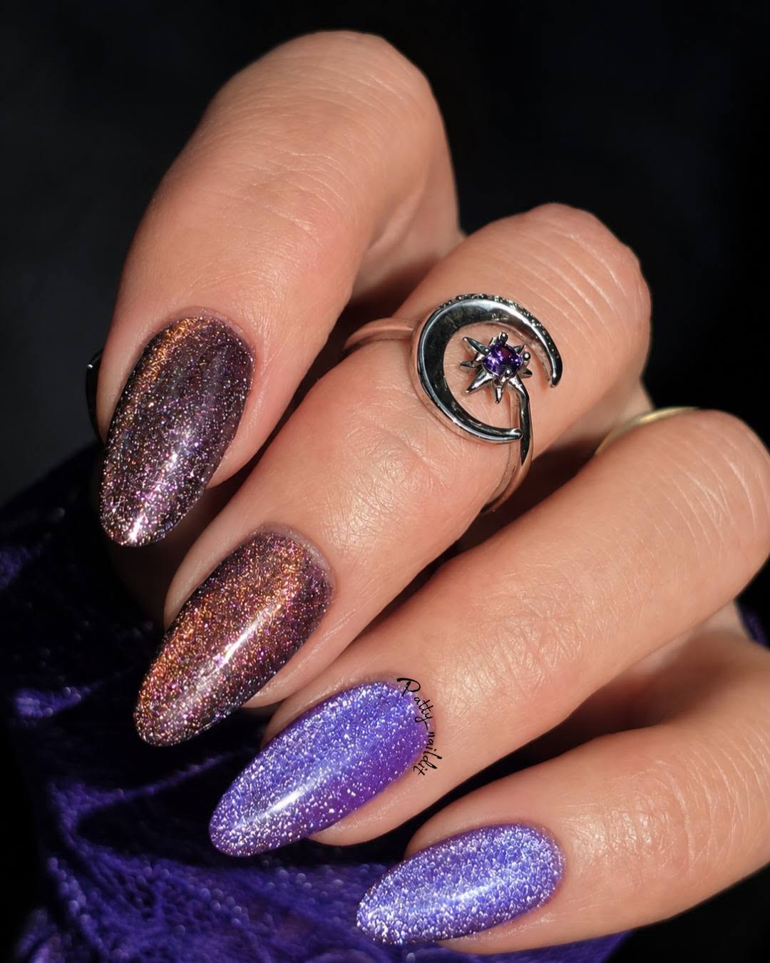 ULTRA Cosmos & ULTRA Violet Voltage Cat Eye Gel Mani - Reflective Cat Eye - HEMA HPMA TPO Free