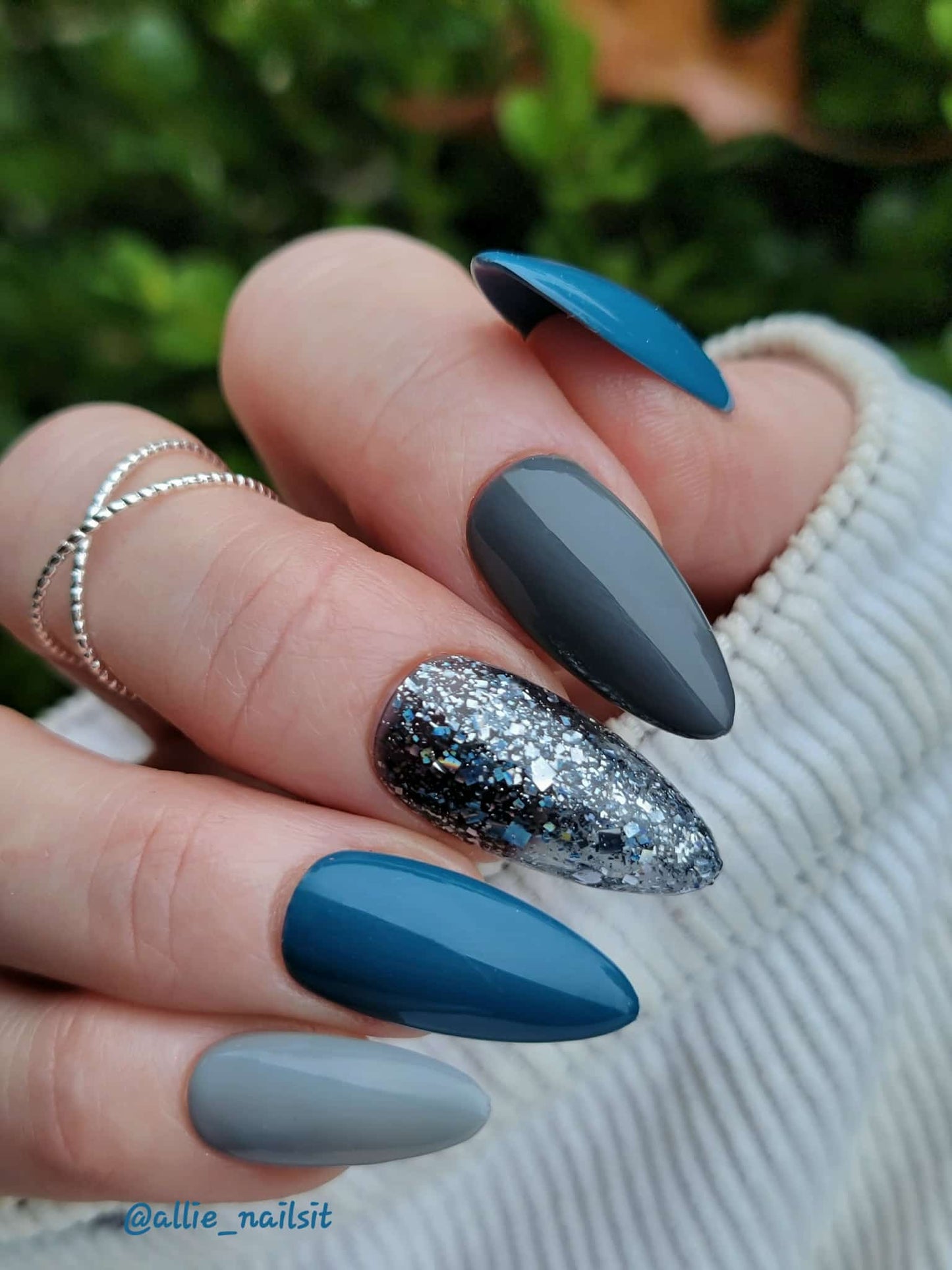 Cool Blue, London Fog Solid Gels & Fantasy Smoke Glitter Gel - HEMA, HPMA, TPO Free