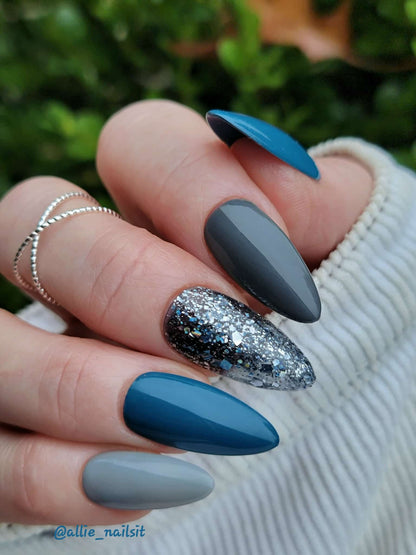 Cool Blue, London Fog Solid Gels & Fantasy Smoke Glitter Gel - HEMA, HPMA, TPO Free