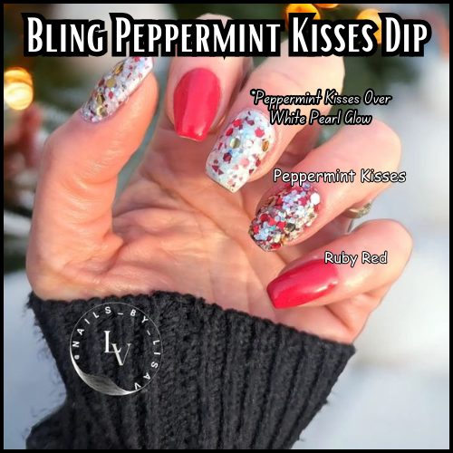 Peppermint Kisses Red Ruby White Pearl Glow Mani Trio