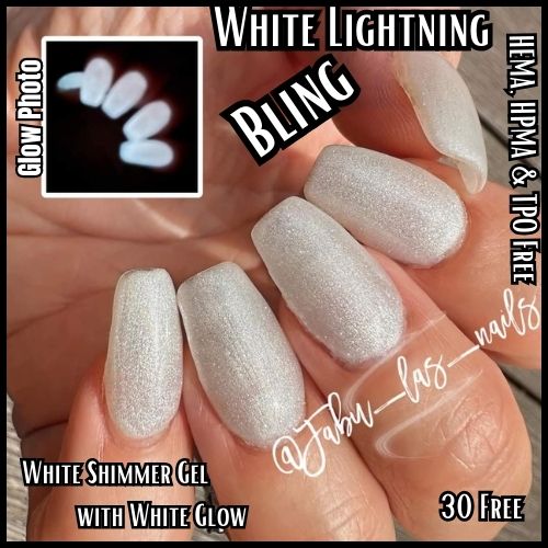 White Lightning Glow-In-The-Dark Gel Polish & Flower Transfer Foils Mani - HEMA, HPMA, TPO Free