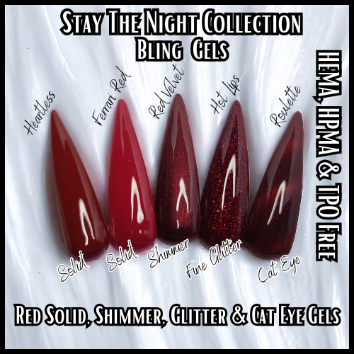 Stay The Night Red Gel Collection - HEMA, HPMA, TPO Free