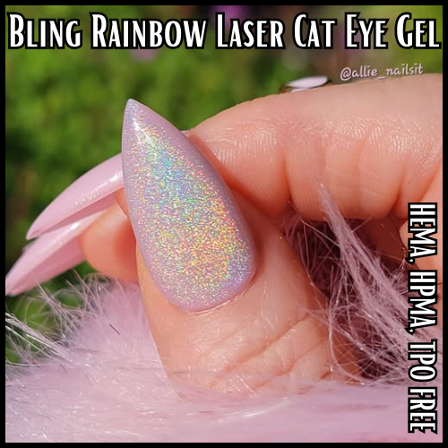 Rainbow Laser Cat Eye Gel & ULTRA Pixie Rubber Base Gel Mani - HEMA, HPMA, TPO Free