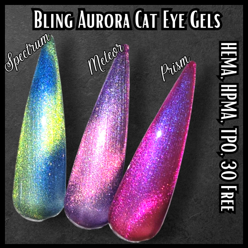 Aurora Pearl Cat Eye Gels - Prism , Meteor , Sprectrum - HEMA, HPMA, TPO Free