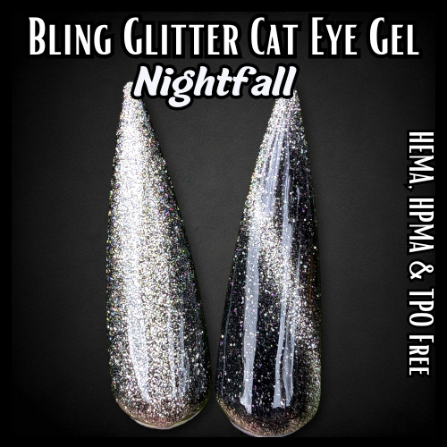 Nightfall - Dark Silver Glittery Cat Eye - HEMA, HPMA, TPO Free