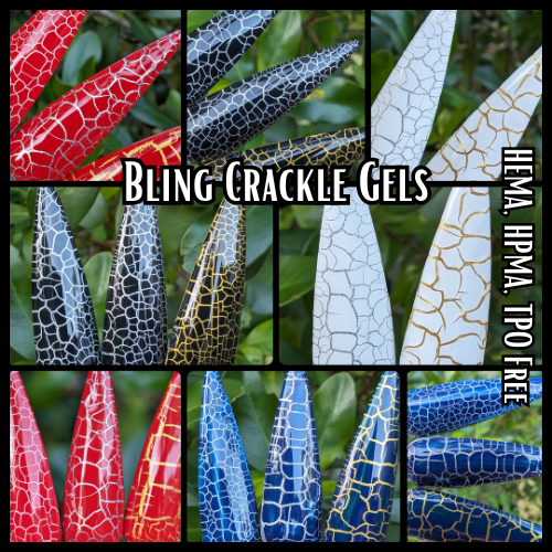 Gold Shimmer, Silver Shimmer & White Gels - Crackle Base - HEMA, HPMA, TPO Free