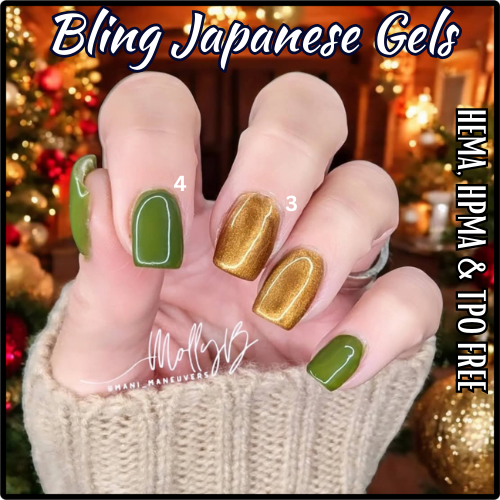 Japanese Gels - White, Black, Gold, Green, Purple, Red, fuchsia - HEMA, HPMA, TPO Free
