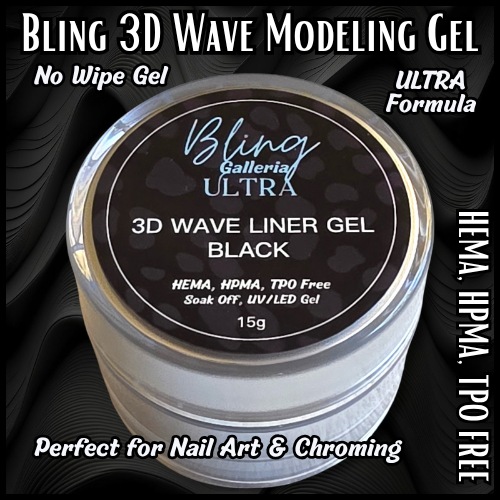 ULTRA 3D Wave Top Coat Gel - Black - No Wipe - 15 ml Jar - HEMA, HPMA, TPO Free