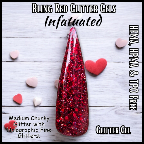 Infatuated Red Glitter Gel - HEMA, HPMA, TPO Free