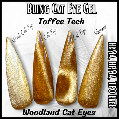 Woodland Shimmer Cat Eye Gel Mani - Toffee Tech, Ruby Madness, Purple Flirt, Blue Moon, Jade Dream - HEMA, HPMA, TPO Free