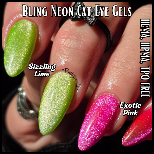ULTRA Pink Ice & Original Exotic Pink, Sizzling Lime Neon Cat Eyes - HEMA, HPMA, TPO Free