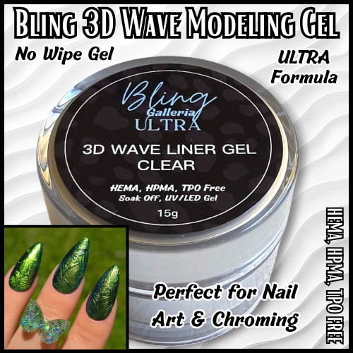ULTRA 3D Wave Gel - Nail Art - Top Coat Gel - Clear - No Wipe - 15 ml Jar - HEMA, HPMA, TPO Free