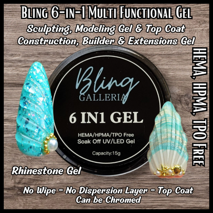6 in 1 Clear No Wipe Sculpting, Builder, Modeling Gel, Top Coat - HEMA, HPMA, TPO Free