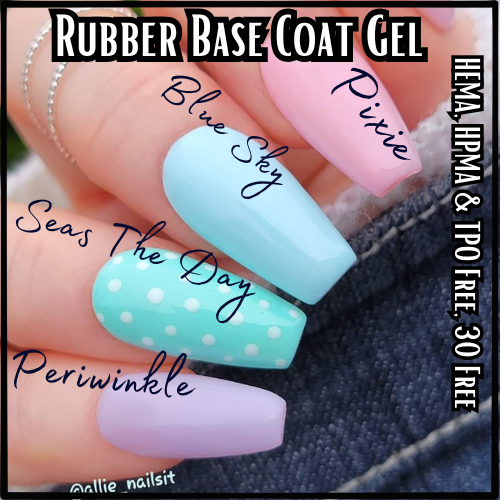 Rubber Base Gels - Moonlit Mermaid, Blue Sky, Seas The Day - HEMA, HPMA, TPO Free
