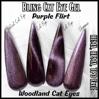 Woodland Shimmer Cat Eye Gel Mani - Toffee Tech, Ruby Madness, Purple Flirt, Blue Moon, Jade Dream - HEMA, HPMA, TPO Free