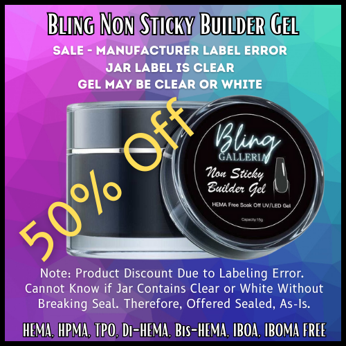 Non-Sticky Builder Gel - Manufacturer Label Error - Clear or Milky White - HEMA, HPMA, TPO Freeuv/led | 15ml