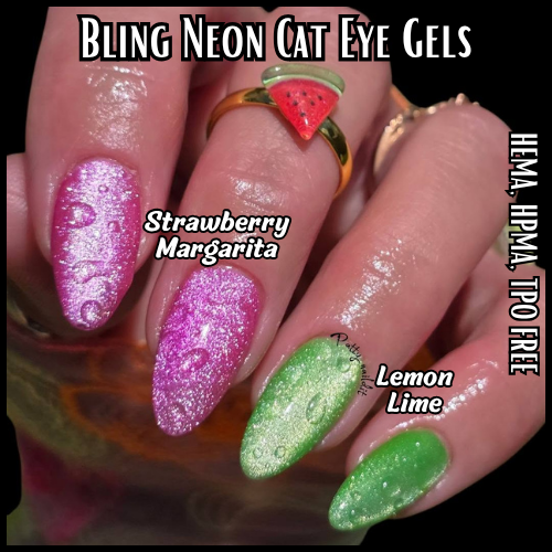 ULTRA Strawberry Margarita & ULTRA Lemon Lime Neon Cat Eye, ULTRA Water Effect 2 Drop Set  - HEMA, HPMA, TPO Free