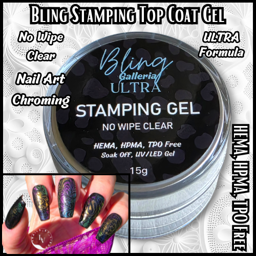 Stamping Top Coat Gel Clear (No Wipe) - 15ml Jar -  HEMA, HPMA, TPO Free