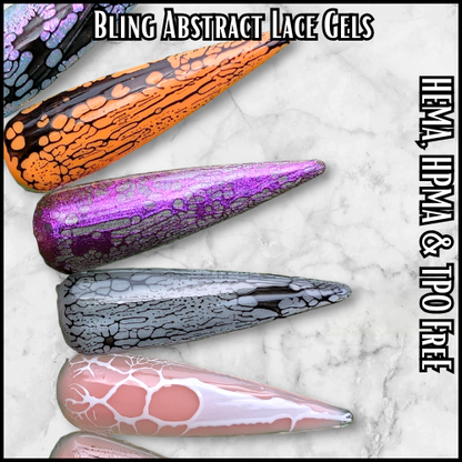 Abstract Lace Gels - Black or White Lace Gel - Abstract Base in Clear - 2 Part System - HEMA, HPMA, TPO Free