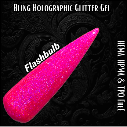 Flashbulb Holographic Hot Pink Gel - HEMA, HPMA, TPO Free