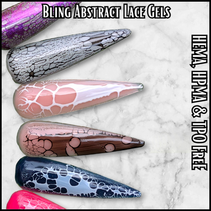 Abstract Lace Gels - Black or White Lace Gel - Abstract Base in Clear - 2 Part System - HEMA, HPMA, TPO Free