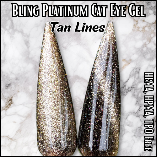 Tan Lines - Gold Platinum Fine Glitter Cat Eye - HEMA, HPMA, TPO Free