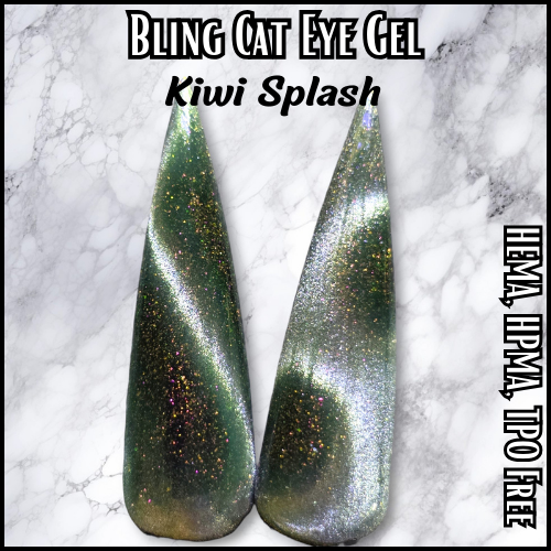 Kiwi Splash Light Green Holographic Sparkle Cat Eye Gel - HEMA, HPMA, TPO Free