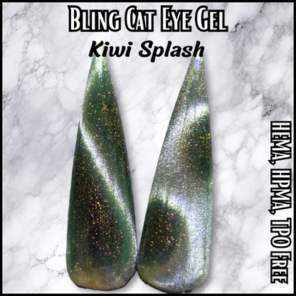 Kiwi Splash Light Green Holographic Sparkle Cat Eye Gel - HEMA, HPMA, TPO Free