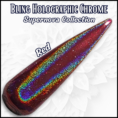 Red Holographic Supernova CHROME Powder Mani