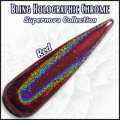 Red Holographic Supernova CHROME Powder Mani
