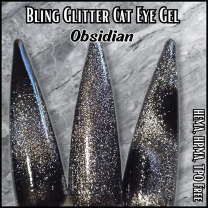 ULTRA Obsidian Glittery Cat Eye Gel Mani - HEMA, HPMA, TPO Free