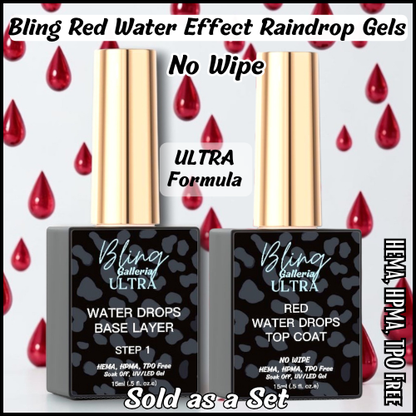 ULTRA Red Water Effect 2 Gel Set (Rain Water, Water Drop, Raindrop, Waterglass, Water Drop, etc.) - HEMA, HPMA, TPO Free