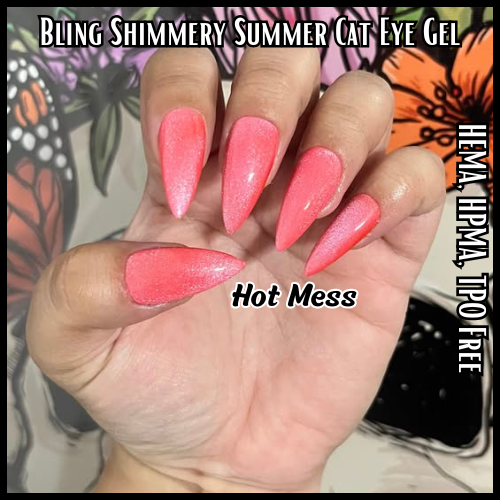 Hot Mess Neon Shimmery Summer Cat Eye Gel Mani - HEMA, HPMA, TPO Free