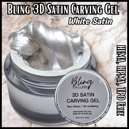 3D Satin Carving Gel - Pearl White -  No Wipe - 15 ml Jar - HEMA, HPMA, TPO Free