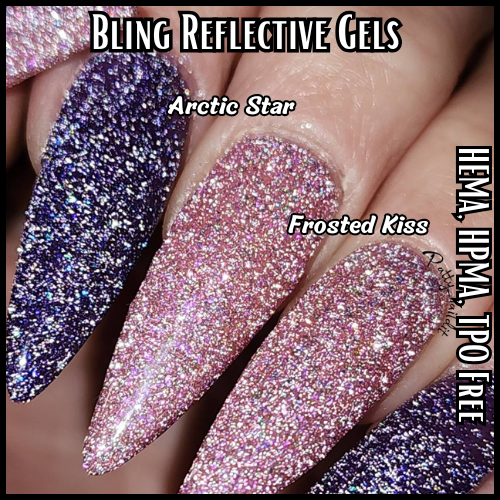 Arctic Star & Frozen Kiss Reflective Iridescent Holographic Gel - HEMA, HPMA, TPO Free